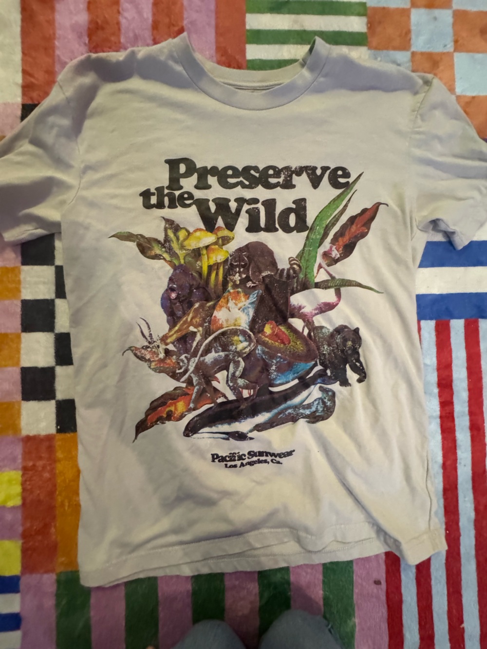 PacSun White Reptile Graphic Tee with Multicolor Nature Print